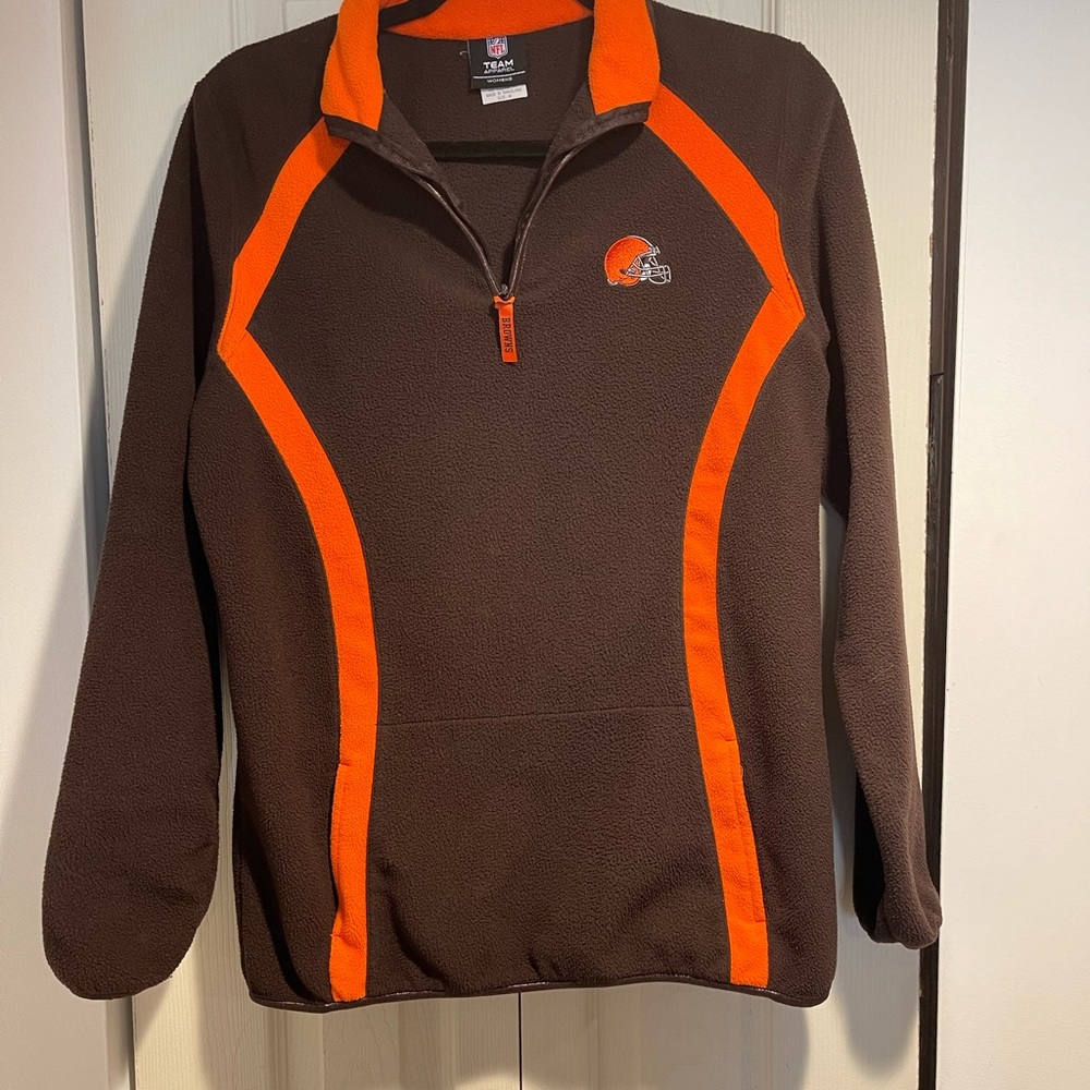 Women NFL Cleveland Browns. Pull-Over Fleece Hoodie. Color Brown/Orange. Size M.